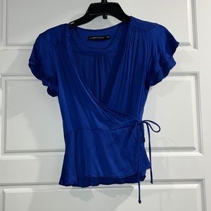 Zara blue shirt sleeve blouse